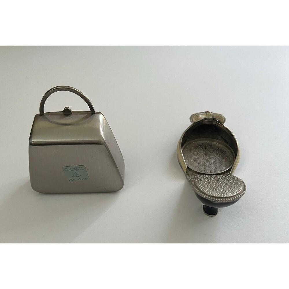 Partylite Audrey Shoe & Purse Set Votive Candle Holders Enamel Rhinestone - Picture 4 of 10